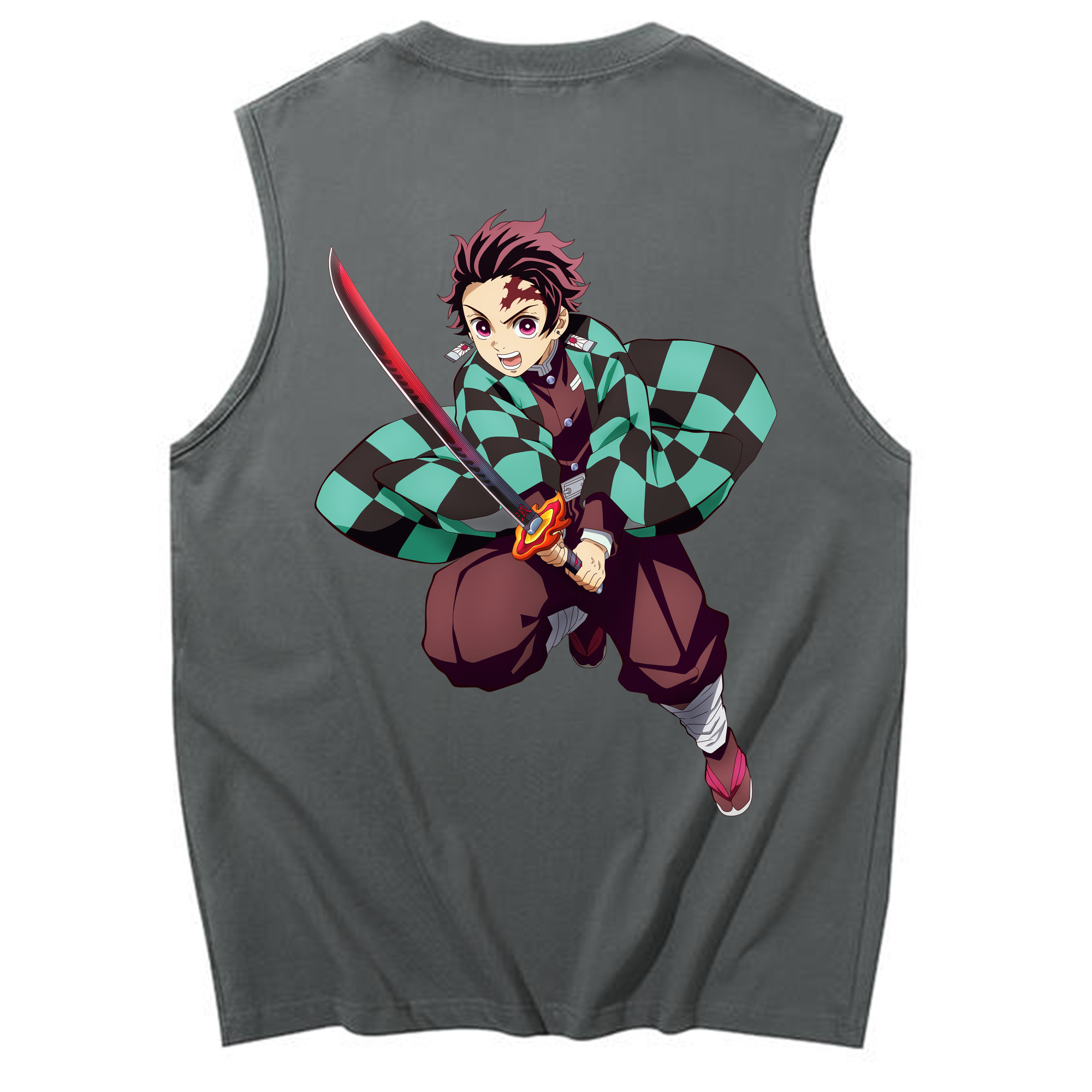 （画像用） 鬼滅の刃 竈門 炭治郎／かまど たんじろう Kamado Tanjirou コットン100％タンクトップ（背面プリント）